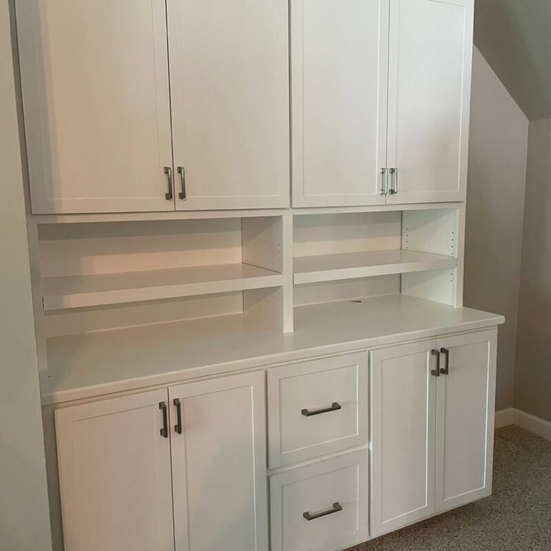 White built in cabinetry